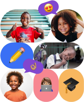 Children smiling and enjoying learning on the platform